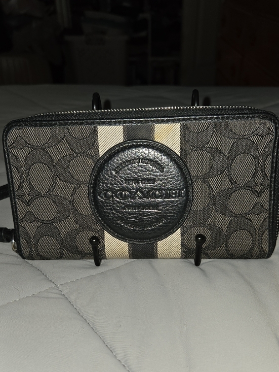 Coach Handbags - Coach Dempsey Large Phone Wallet in Signature Jacquard with Stripe & Coach Patch